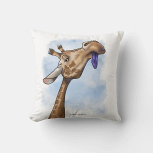 Condescending Giraffe Cartoon Throw Pillow