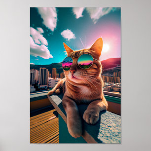 Condo-Top Cat Wearing Sunglasses Poster
