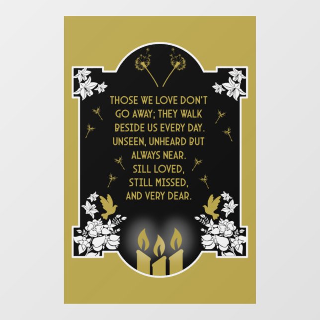 Condolence Support Message Window Cling (Sheet)