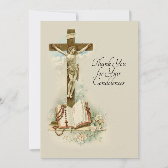Condolence Sympathy Thank You Catholic Crucifix (Front)