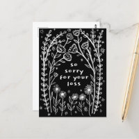 CONDOLENCES Floral Whimsical Sketch Doodle Sorry