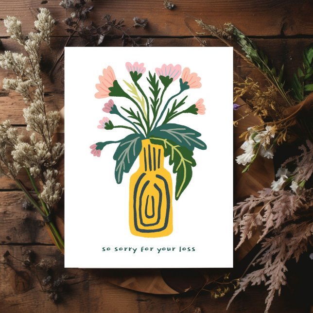 Condolences Sorry for Loss Vase of Flowers Custom Postcard (Condolences Sorry for Loss Vase of Flowers Custom Postcard
)