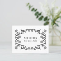 CONDOLENCES Sorry for your Loss Rose Frame Gothic