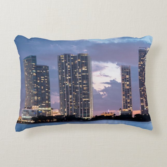 Condominium towers at the waterfront in Miami Accent Pillow (Front)