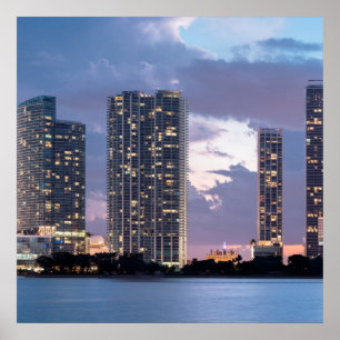 Condominium towers at the waterfront in Miami Poster