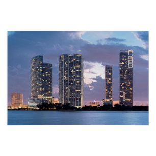 Condominium towers at the waterfront in Miami Poster