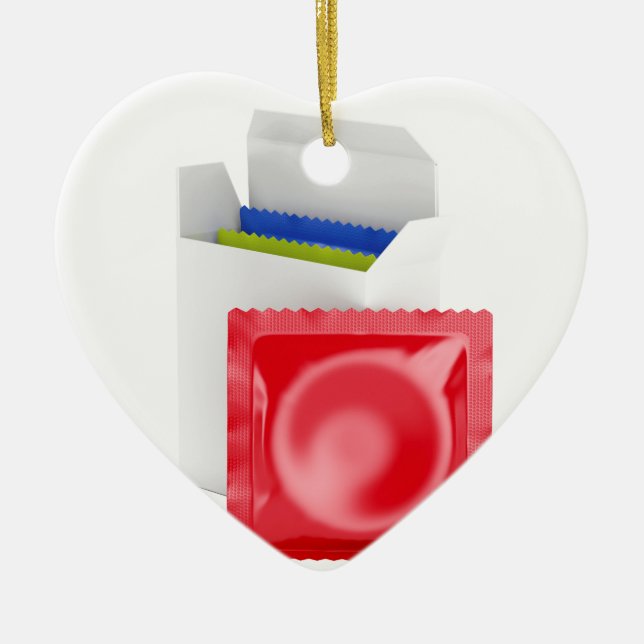 Condoms on white background ceramic ornament (Front)