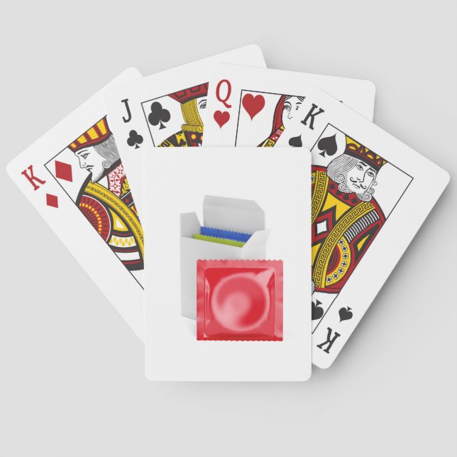 Condoms on white background playing cards (Back)