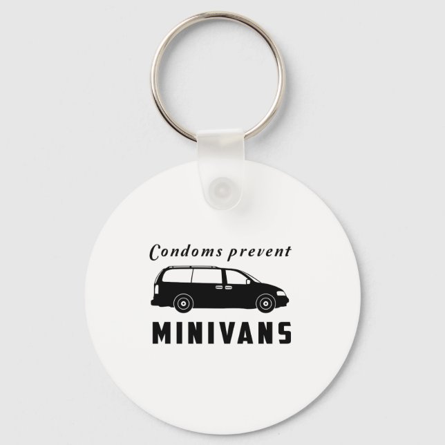 Condoms Prevent Minivans Keychain (Front)