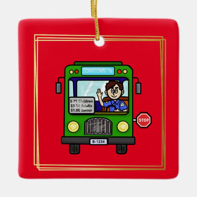 Conducteur de bus masculin Ornement de Noël (Devant)