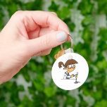 Conducting A Science Experiment Keychain<br><div class="desc">A girl conducting a science experiment with a bunsen burner. This design looks really effective on these Keychain</div>