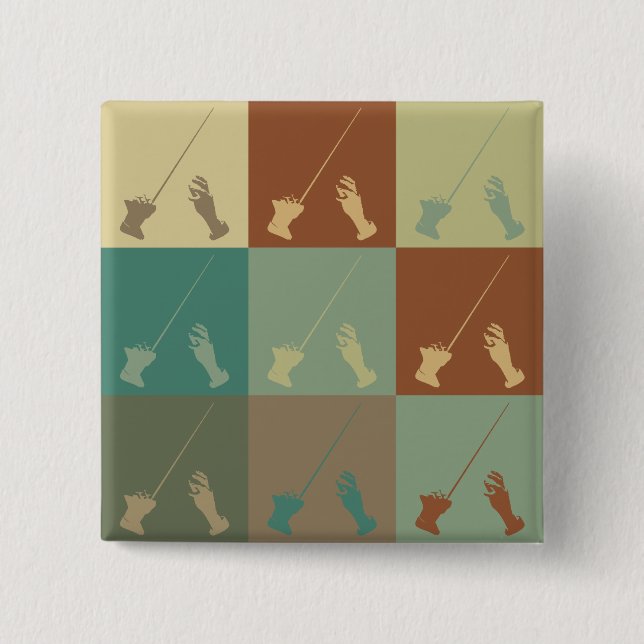 Conducting Pop Art 2 Inch Square Button (Front)