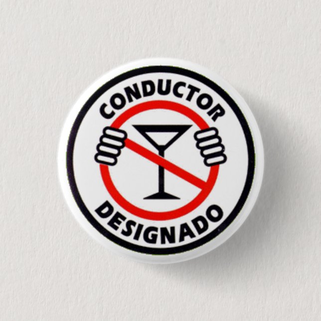 Conductor Designado 1 Inch Round Button (Front)