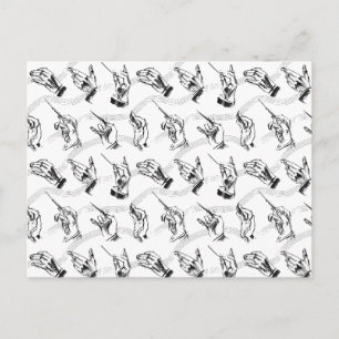 Conductor (pattern in black and white) postcard