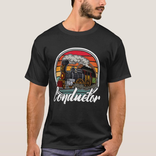 Conductor railroad Model station Railway worker  2 T-Shirt (Front)