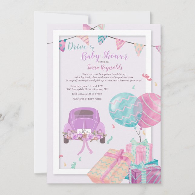 Conduire par Baby shower Invitation (Devant)