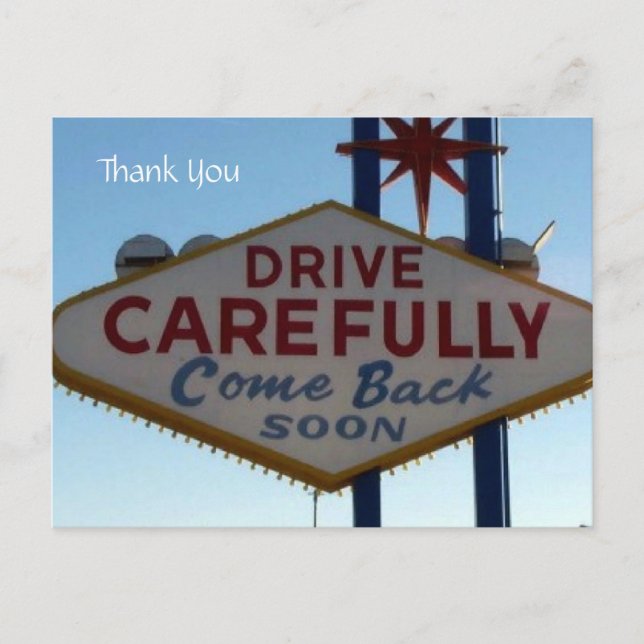 Conduisez prudemment signe Las Vegas, carte postal (Devant)