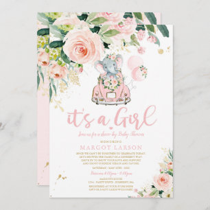 Conduite Des Éléphants Par Invitation Baby shower 