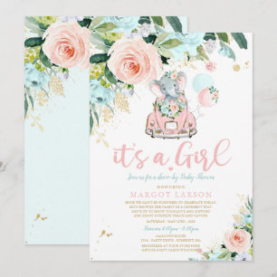 Conduite éléphante par Baby shower Invitation Rose