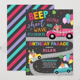 Conduite Par Anniversaire Parade Invitation Pink P