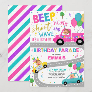 Conduite Par Anniversaire Parade Invitation Pink P