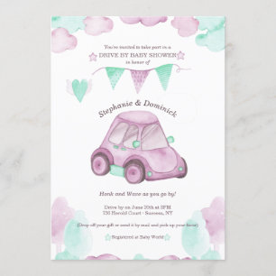 Conduite Par Baby Girl Shower Invitation