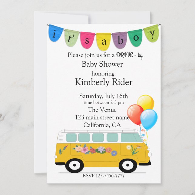 Conduite par Baby shower Invitation (Devant)