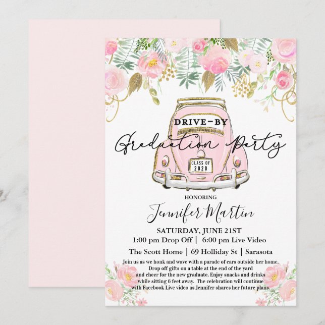 Conduite par la Partie de graduation Invitation vi (Devant / Derrière)