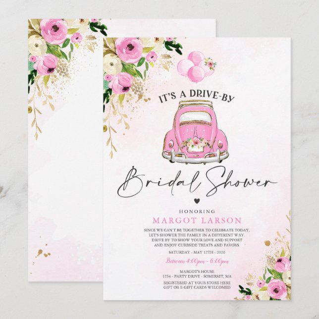 Conduite Par Une Invitation De Douche Bridal Flora (Devant / Derrière)