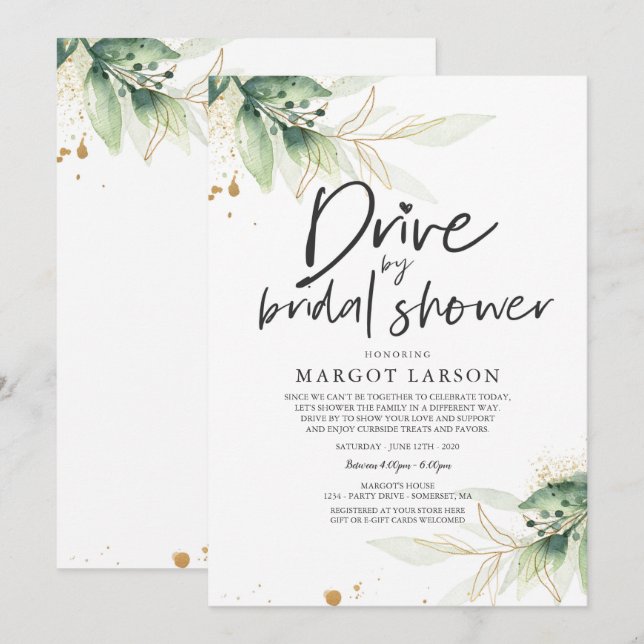 Conduite Par Une Invitation De Douche Bridal Verdu (Devant / Derrière)