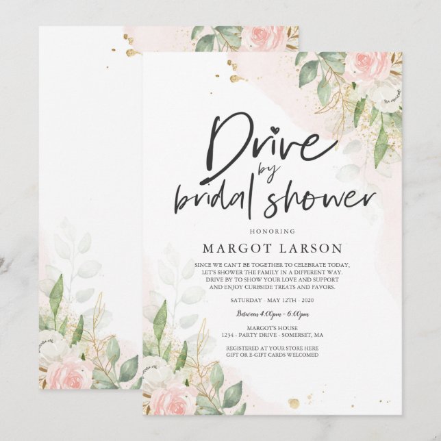 Conduite Par Une Invitation De Douche Bridal Verdu (Devant / Derrière)