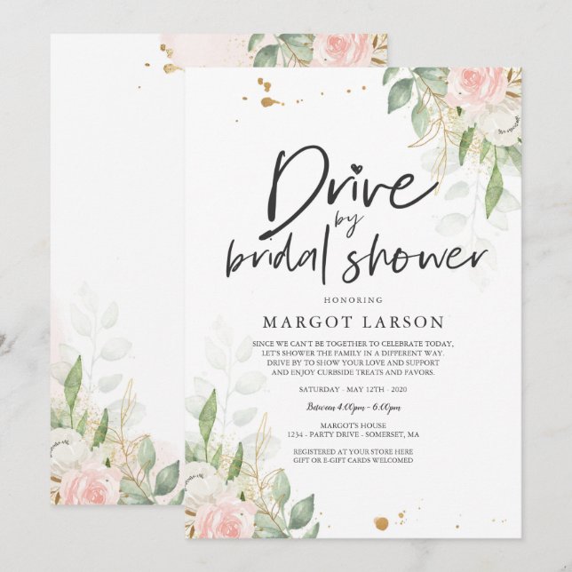 Conduite Par Une Invitation De Douche Bridal Verdu (Devant / Derrière)
