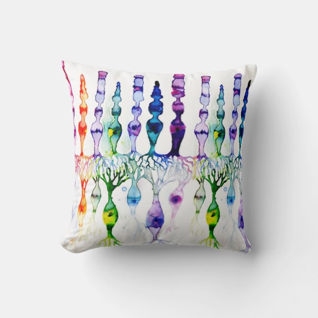 Cone cells rod cells and bipolar neurond of retina throw pillow (Front)