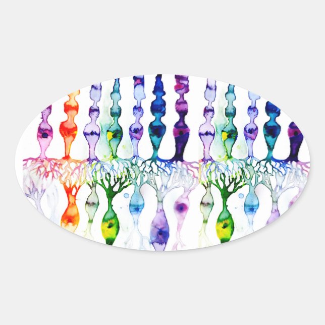 Cone cells rod cells and bipolar neurons of retina oval sticker (Front)