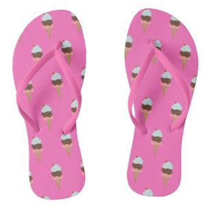 Cône crème glacée amusant Tongs roses
