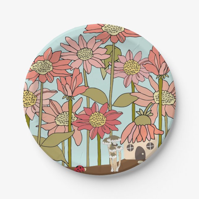 Cone Flower, Fairy house Paper Plate (Front)