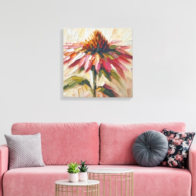 Cone Flower Impasto Painting Canvas Print (Insitu(LivingRoom))