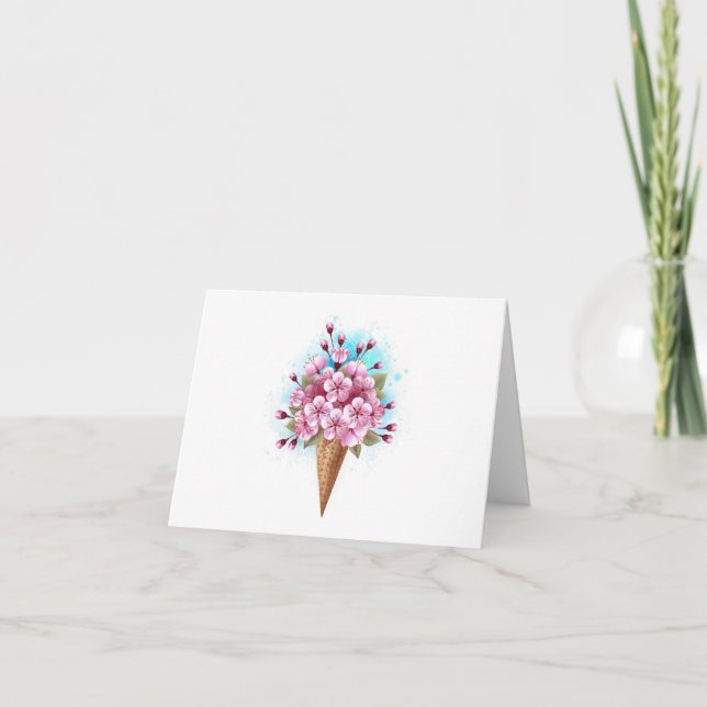 Cône rose Sakura crème glacée gaufre (Devant)