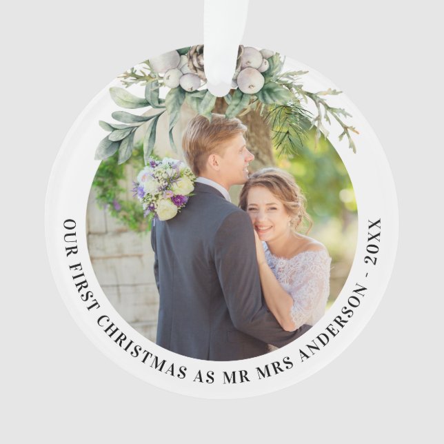 Cone verdure nouveaux mariés 1er noël photo (devant)