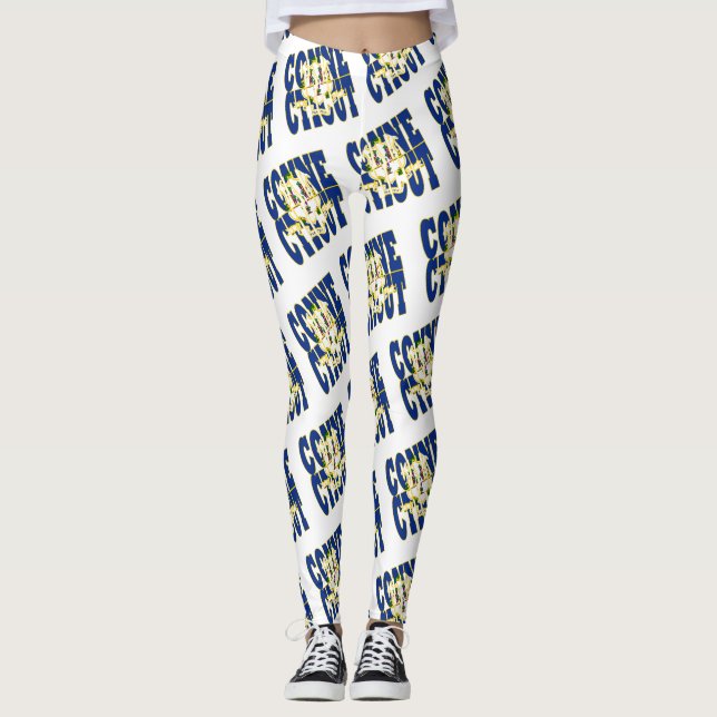 Conecticut state flag text pattern leggings (Front)