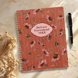 Coneflower Bees Pattern Custom Title Family Planner<br><div class="desc">Year long family planner with coneflowers design. Pretty, rustic terracotta color with light pinstripes as the background for the flowers. Allover pink coneflowers, or echinacea, pattern with buzzing bumblebees. Personalize the panel on the front with a family name and year. Plan and organize for the year on 60 pages with...</div>