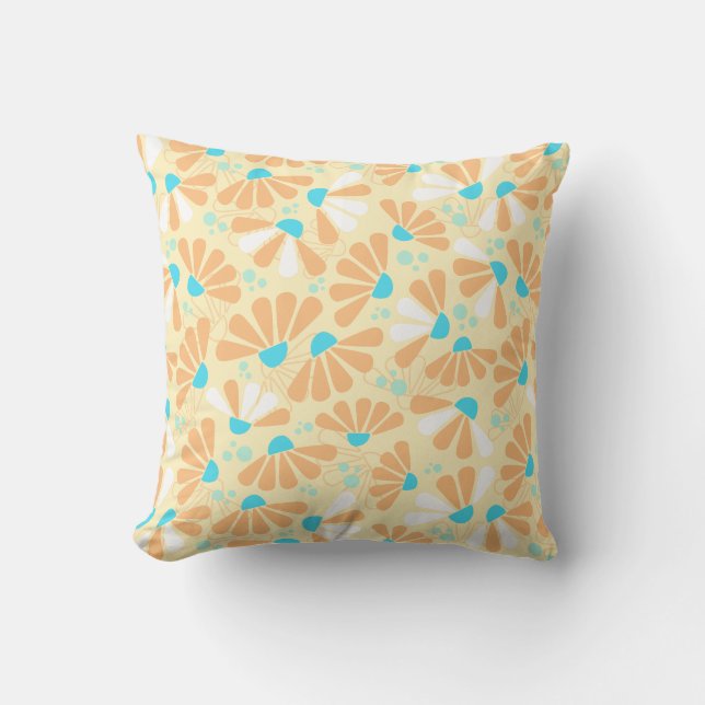 Coneflower Confetti on Eggshell Throw Pillow (Front)