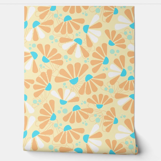 Coneflower Confetti on Eggshell Wallpaper (Unrolling)