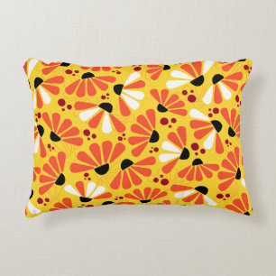 Coneflower Confetti on Lemon Yellow Accent Pillow