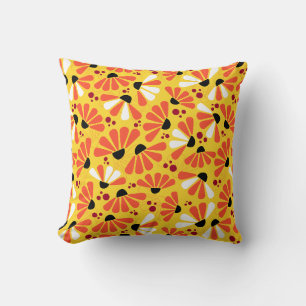Coneflower Confetti on Lemon Yellow Throw Pillow