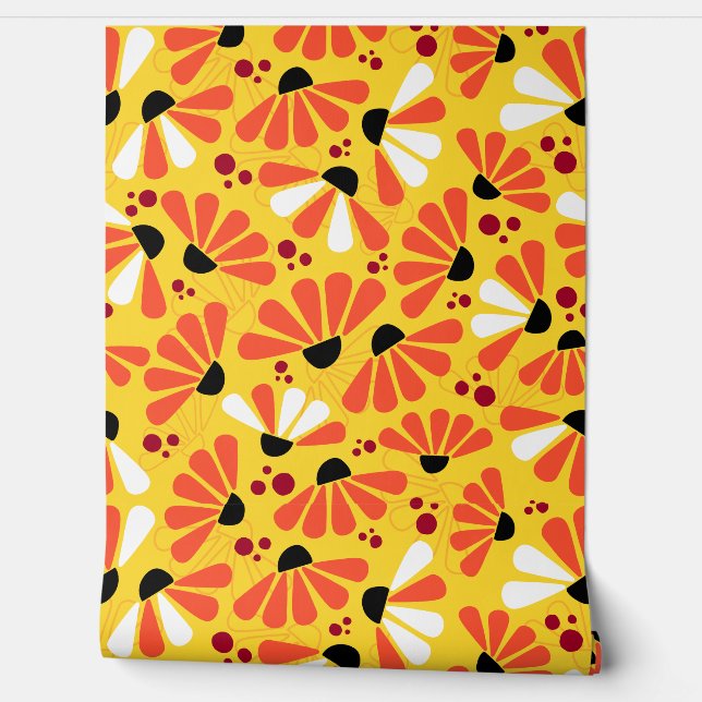 Coneflower Confetti on Lemon Yellow Wallpaper (Unrolling)