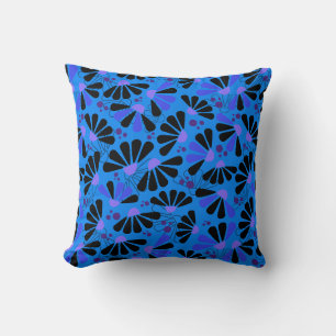 Coneflower Confetti on Paradise Blue Throw Pillow
