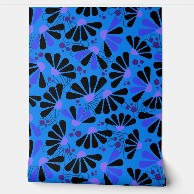 Coneflower Confetti on Paradise Blue Wallpaper (Unrolling)