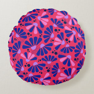 Coneflower Confetti on Raspberry Round Pillow