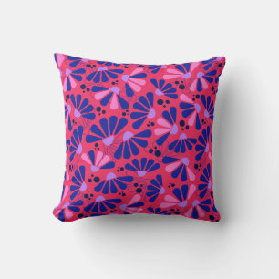 Coneflower Confetti on Raspberry Throw Pillow
